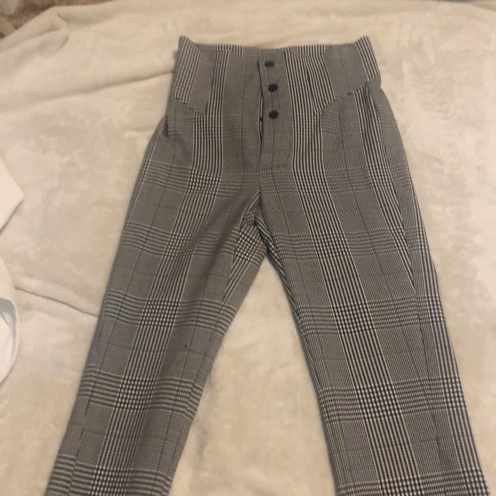Zara Check Skinny flare pants with bottom slits